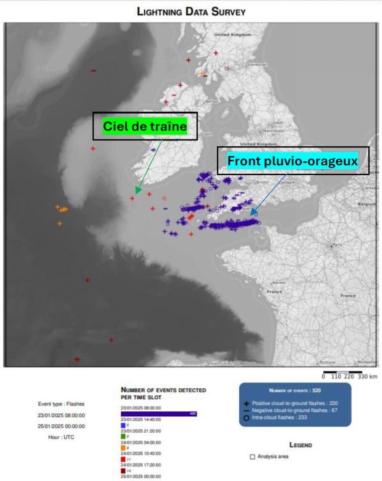 Figure 3 – Activité électrique lors du passage de la tempête Herminia ©Meteorage