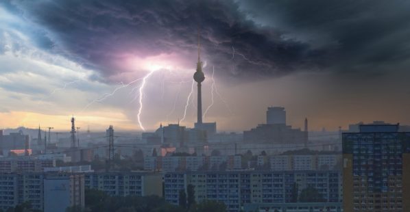 View,Of,Tv,Tower,”alex”,In,Berlin,With,Thunderstorm,And View,Of,Tv,Tower,